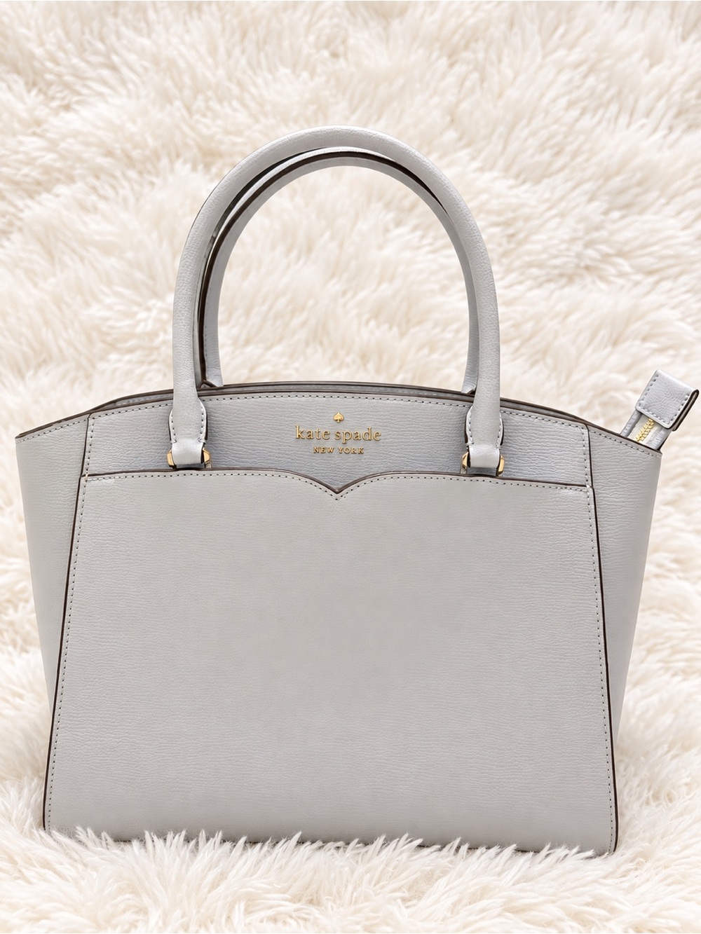 kate spade Light Gray Leather Satchel with Gold Hardware